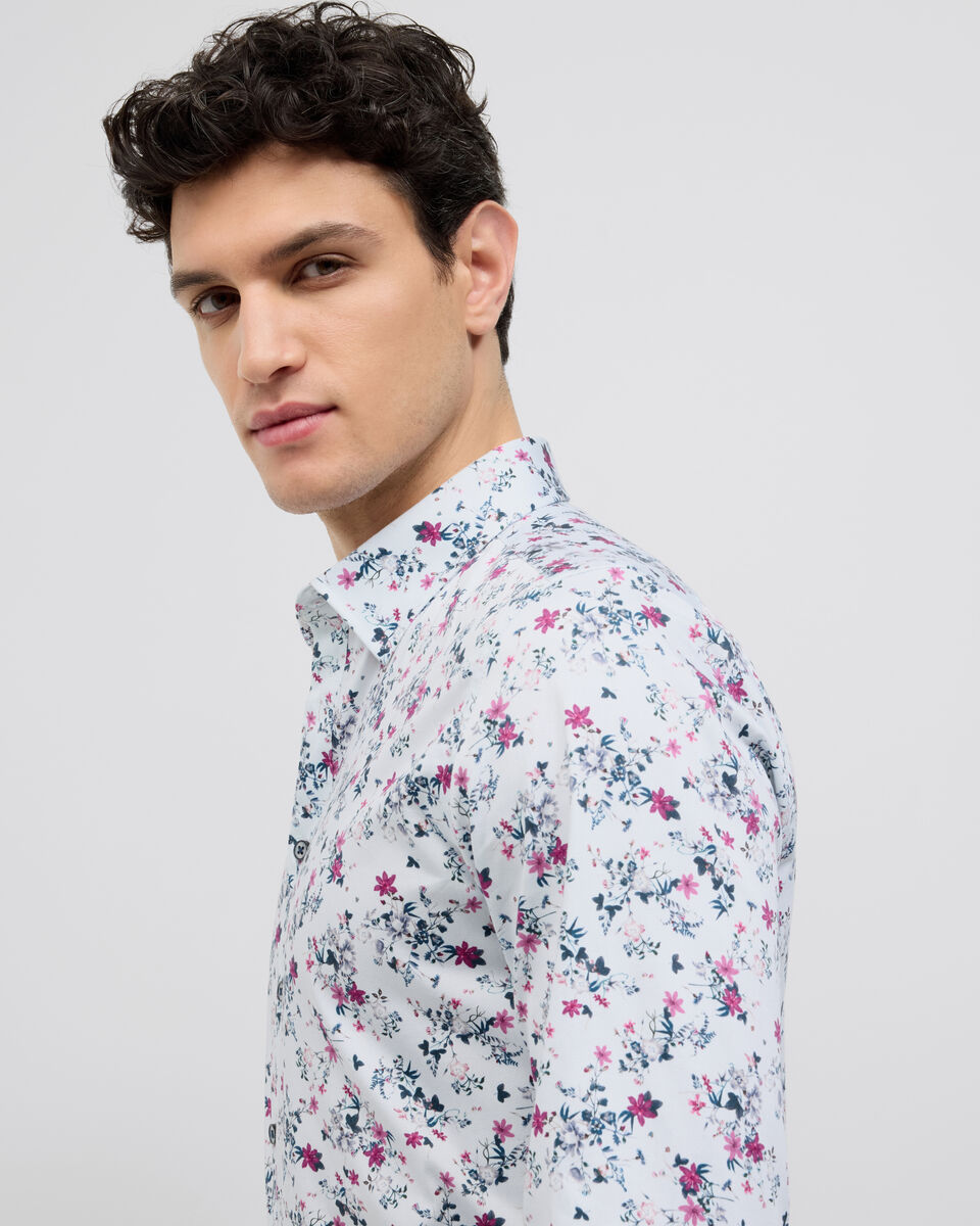 Fusion Floral Long Sleeve Shirt, Magenta, hi-res